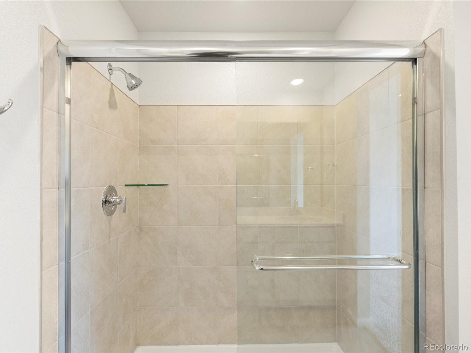14472 Pansy Loop Morrison, CO 80465 - Photo 32 of 37 a bathroom with a glass shower door
