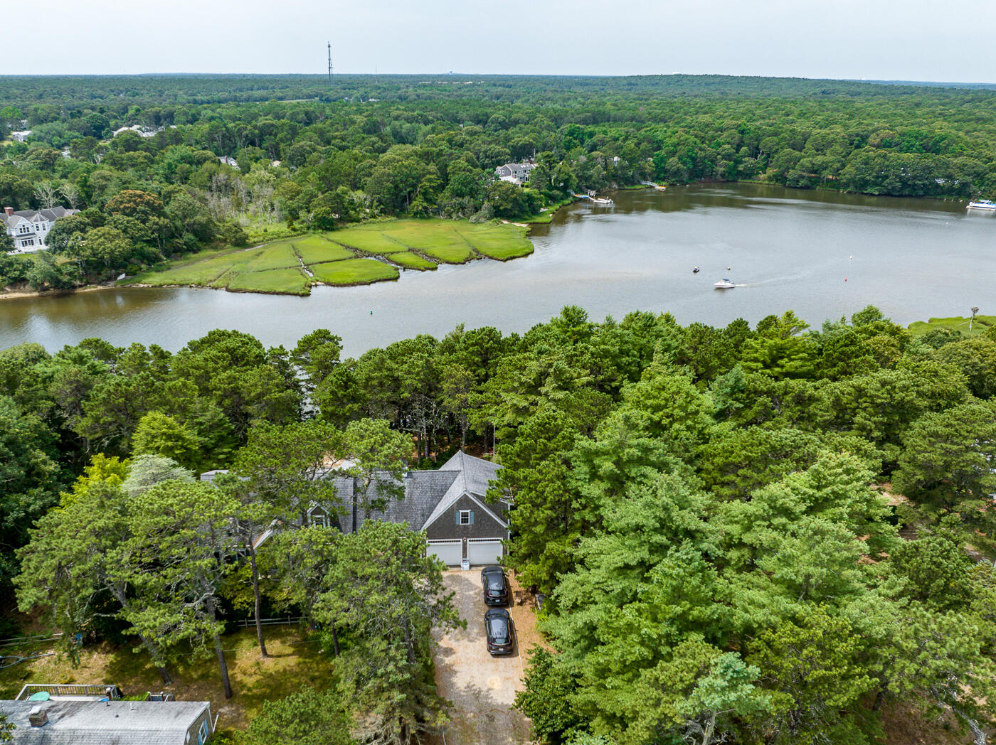 25 Fairmount Road South Dennis, MA 02660 - Photo 47 of 61 an aerial view of a house with a yard and lake view
