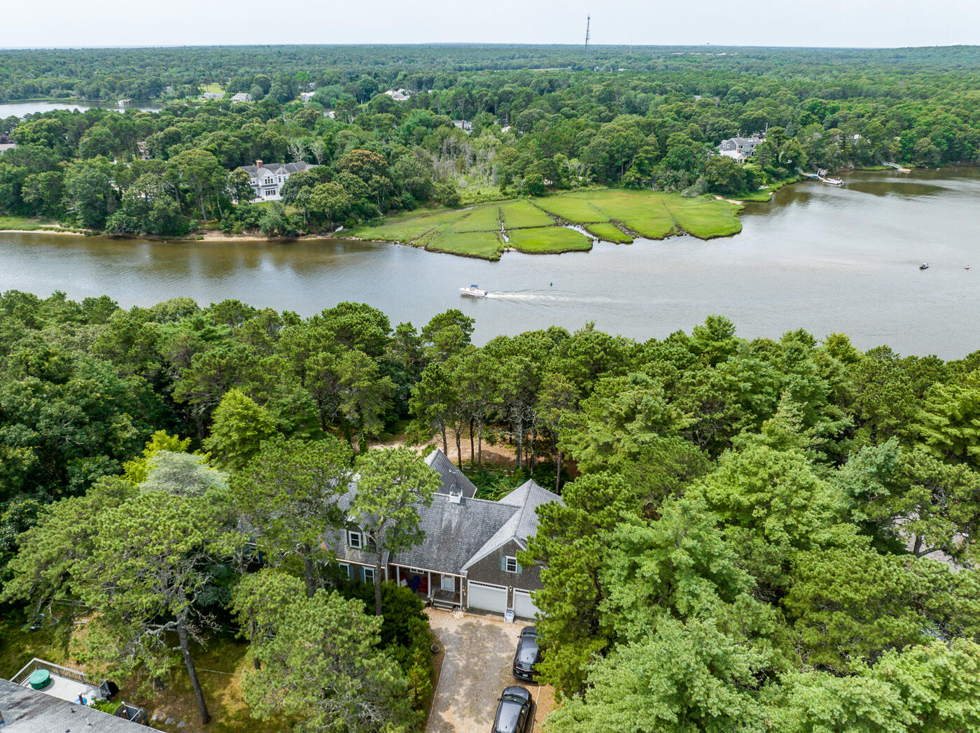 25 Fairmount Road South Dennis, MA 02660 - Photo 48 of 61 an aerial view of a houses with a yard and lake view