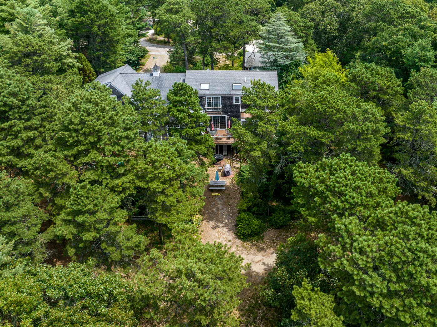 25 Fairmount Road South Dennis, MA 02660 - Photo 54 of 61 an aerial view of residential house with outdoor space and trees all around