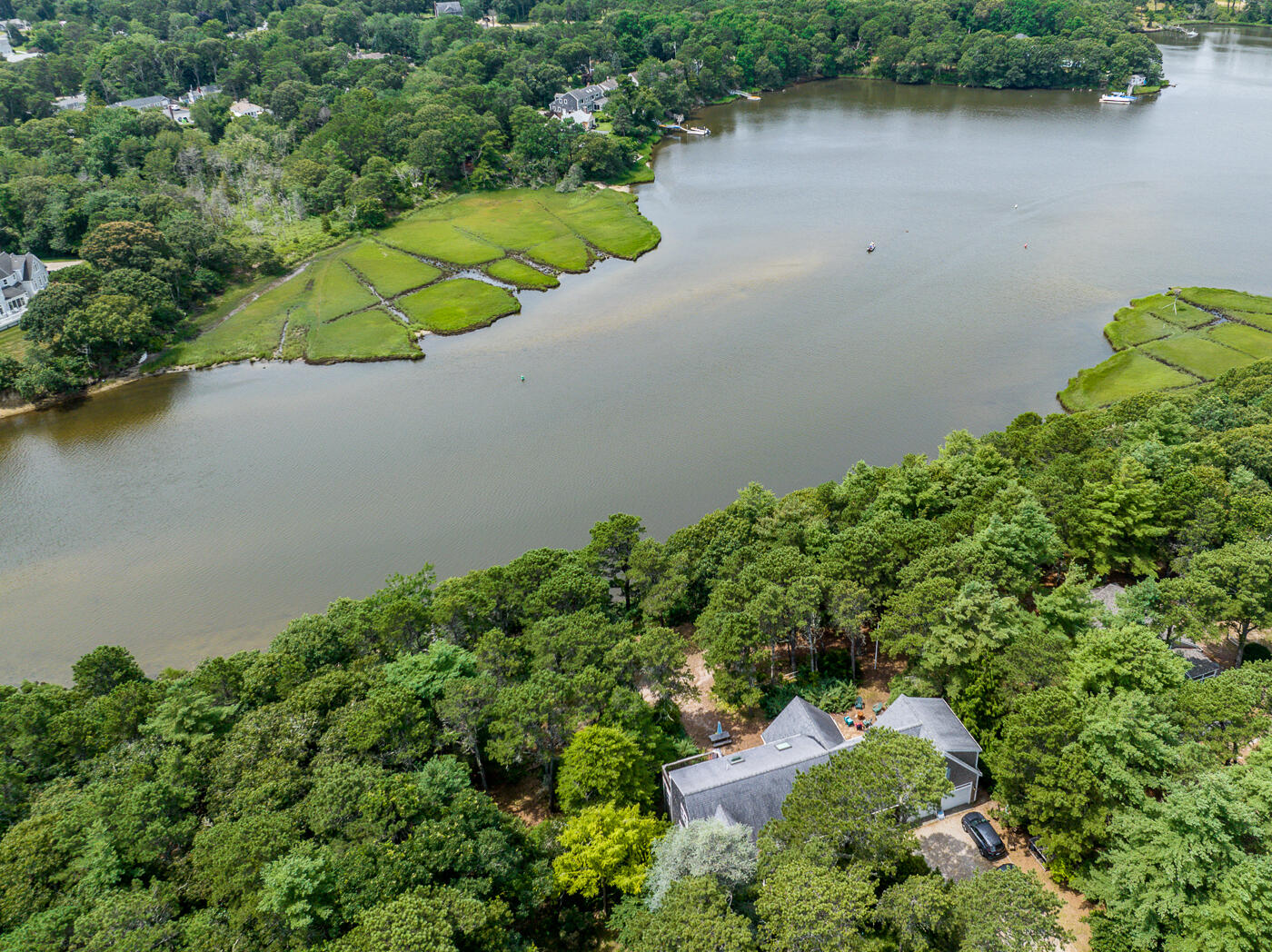 25 Fairmount Road South Dennis, MA 02660 - Photo 57 of 61 an aerial view of a house with a yard and lake view