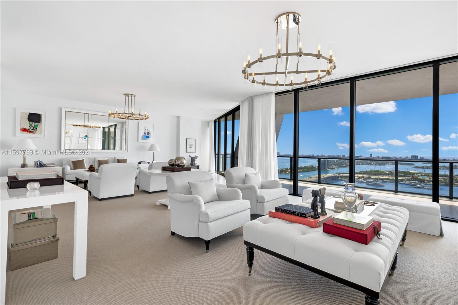 1000 Biscayne Boulevard, Unit 3701 Miami, FL 33132 - Photo 2 of 98 a living room with furniture and a chandelier