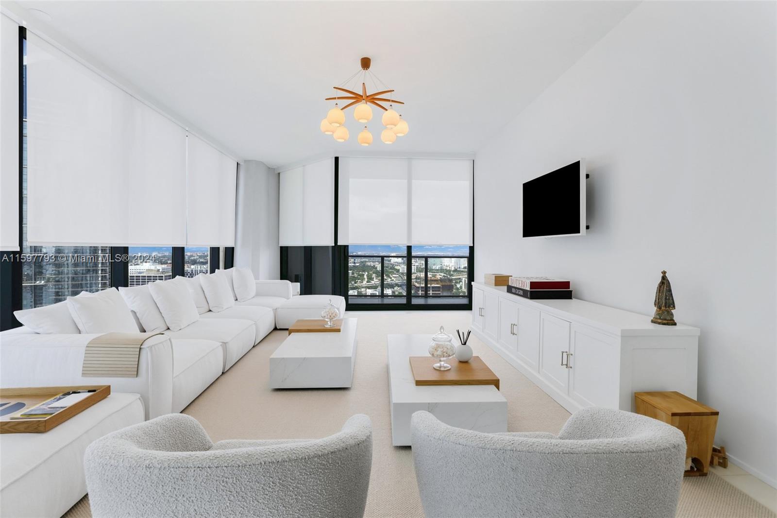 1000 Biscayne Boulevard, Unit 3701 Miami, FL 33132 - Photo 27 of 98 a living room with furniture and a flat screen tv