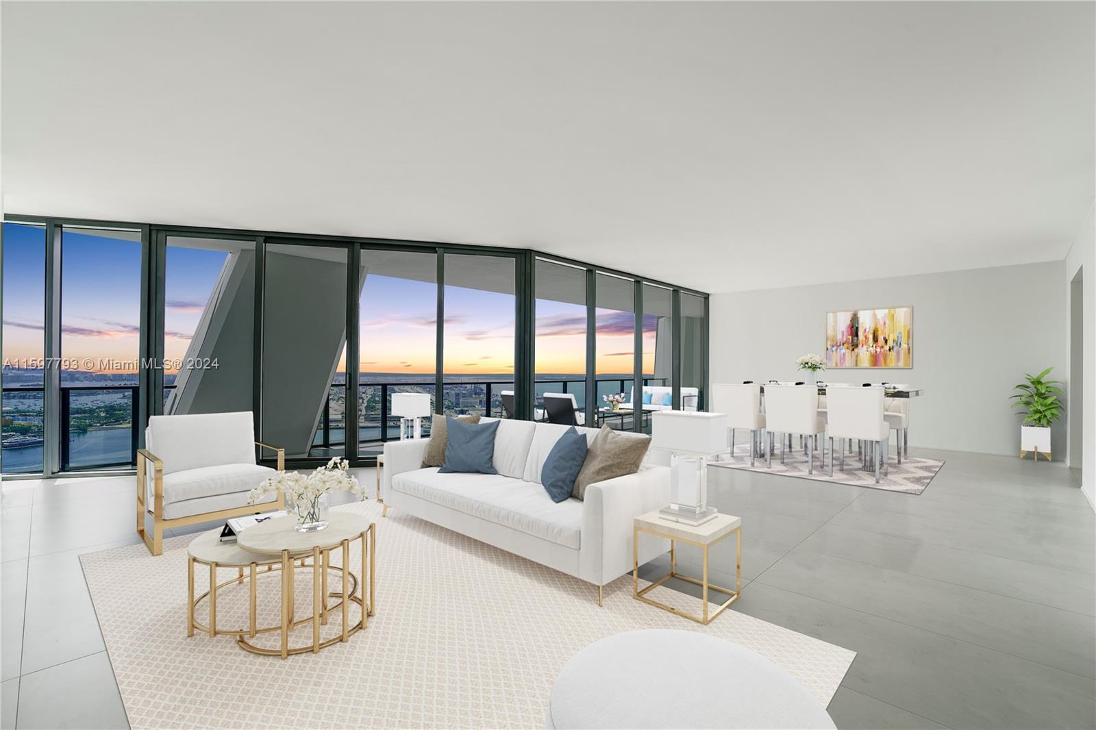 1000 Biscayne Boulevard, Unit 3701 Miami, FL 33132 - Photo 42 of 98 a living room with furniture and a large window