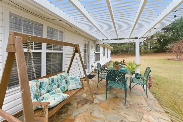 a outdoor view with a sitting space