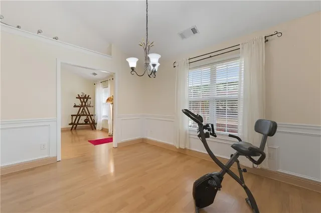 a view of a room with gym equipment