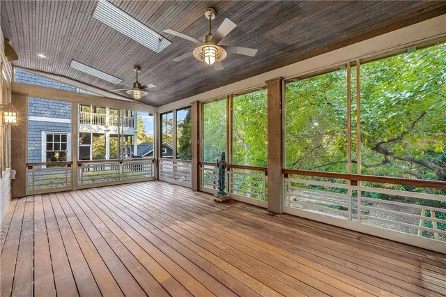 a view of a building with sitting area
