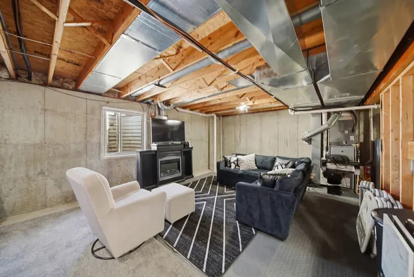 a work room with furniture