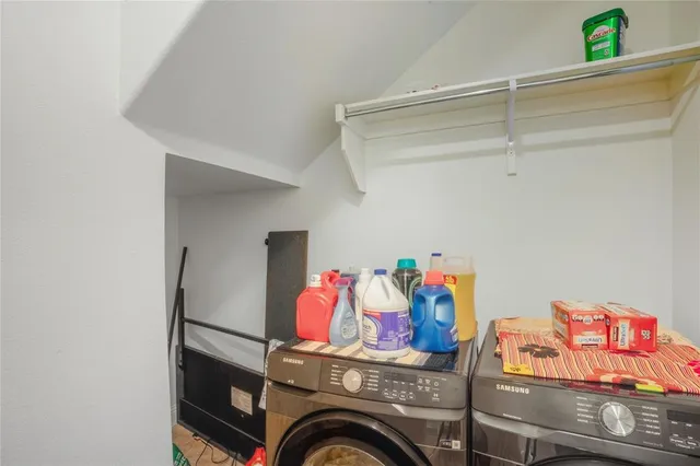 a utility room with dryer and washer