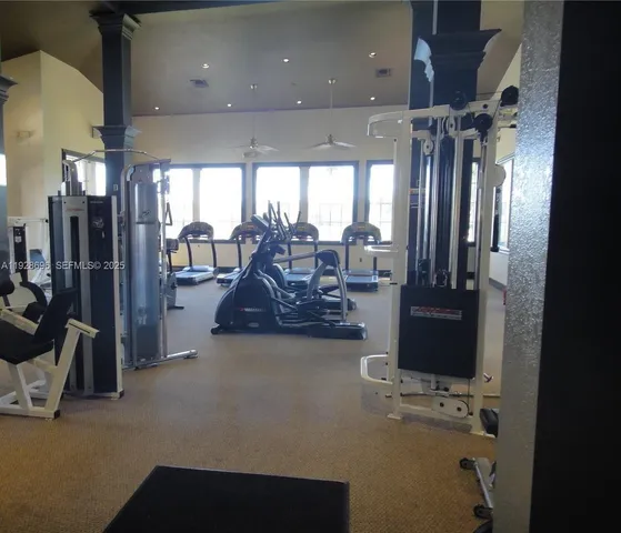 a view of a room with gym equipment