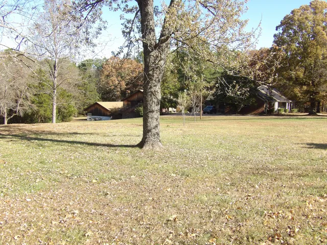 a view of a yard with an trees