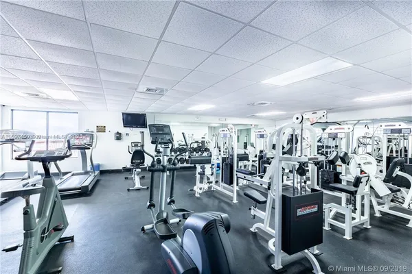 a view of a room with gym equipment