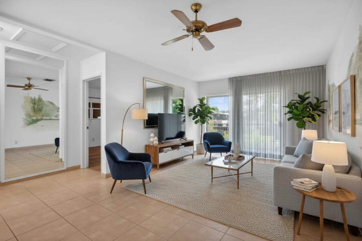 2131 Northeast 42nd Court, Unit 212E Lighthouse Point, FL 33064 - Photo 10 of 26 VIRTUALLY STAGED LIVING ROOM