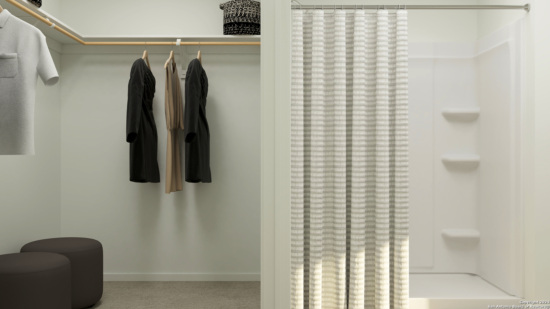 215 Pastar Falls Seguin, TX 78155 - Photo 19 of 20 a bathroom with a shower curtain and a window