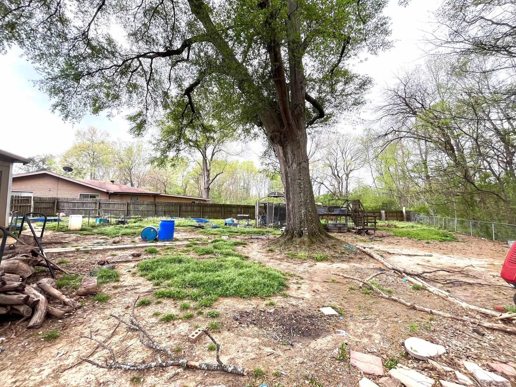 2467 Flowering Tree Drive Bartlett, TN 38134 - Photo 21 of 22 a backyard of a house with table and chairs under a large tree