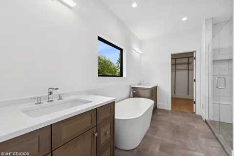 a view of an empty room and a window