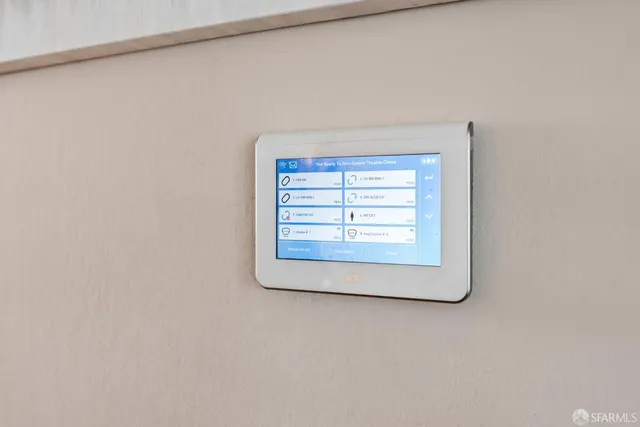 a view of a small space with a window