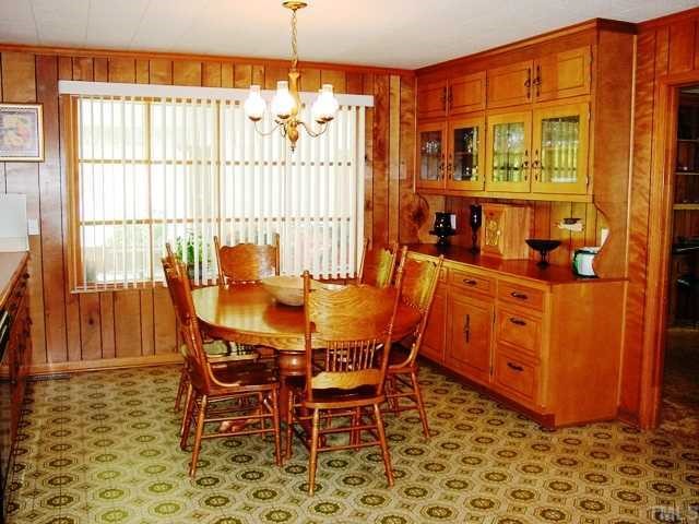 Eat in kitchen with bay window, built in hutch for your accessories, great potential.