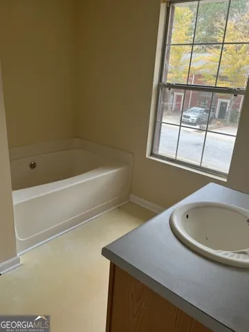 a bathroom with a tub