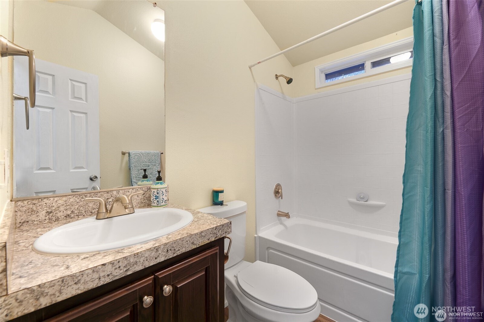 4220 Bray Way Bellingham, WA 98226 - Photo 6 of 9 a bathroom with a granite countertop sink a toilet and shower