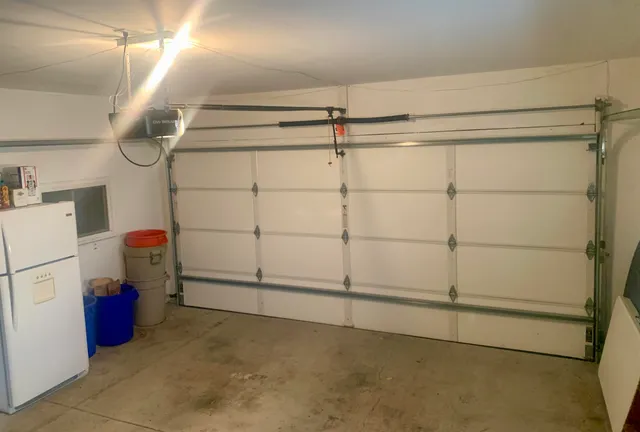 a view of a room with racks on the wall