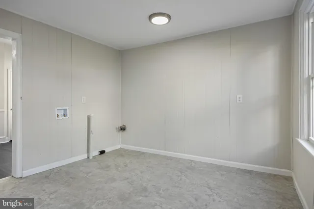 an empty room with a workbench