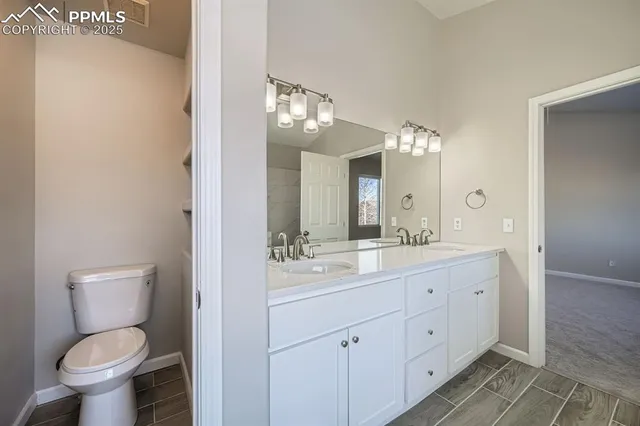 a bathroom with a toilet a sink and mirror