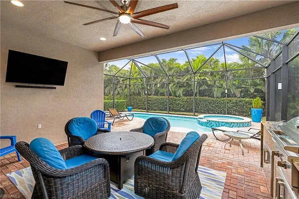 a outdoor living space with furniture