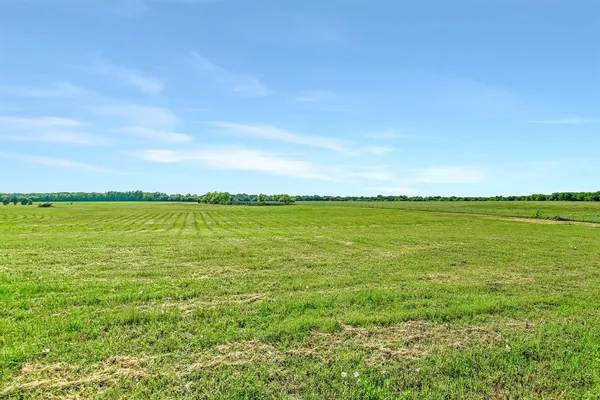 a view of a field with an ocean view