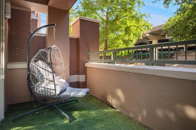 an outdoor space with furniture