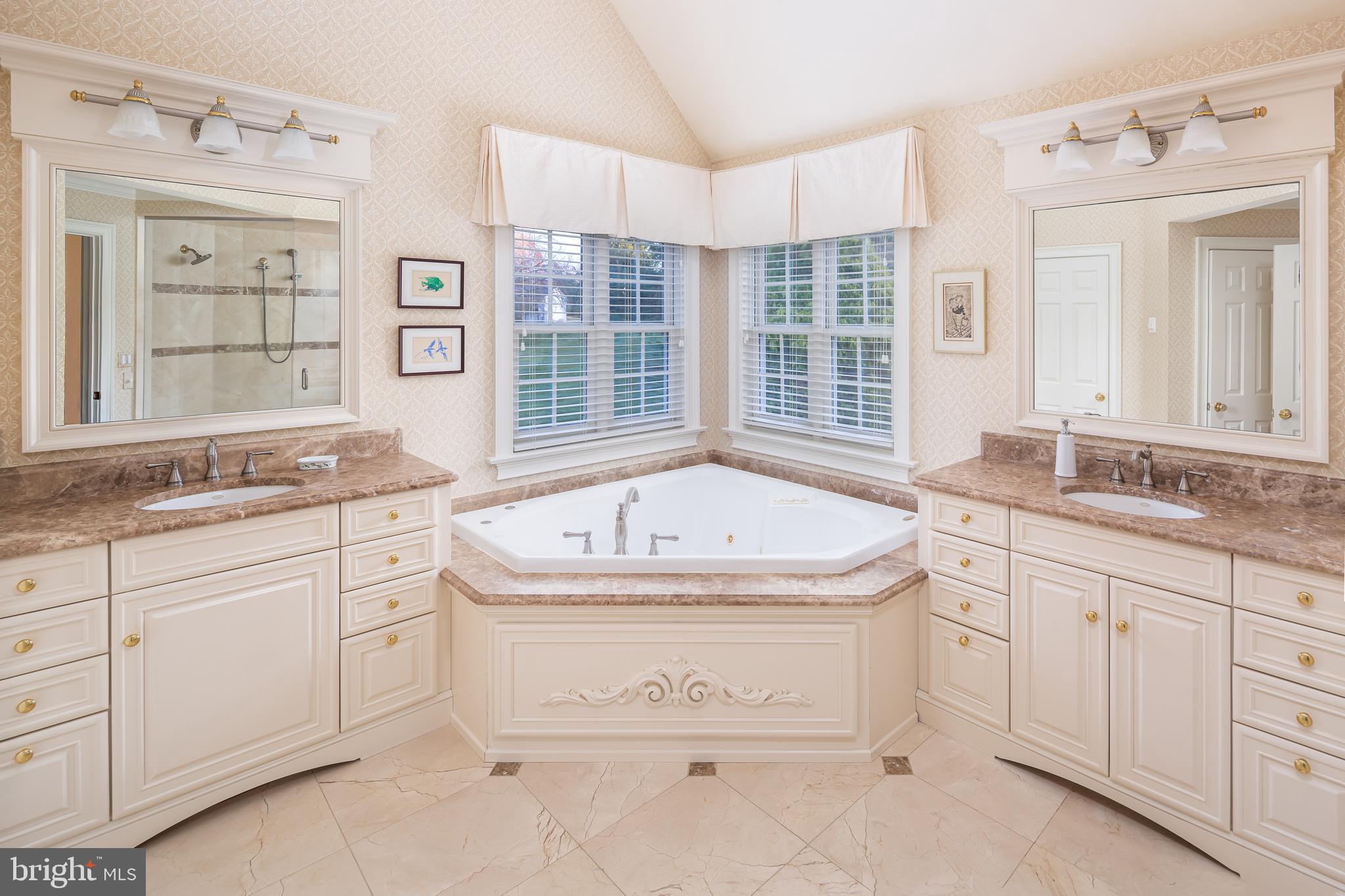 152 Grubb Road Malvern, PA 19355 - Photo 43 of 74 a spacious bathroom with a granite countertop tub sink and mirror