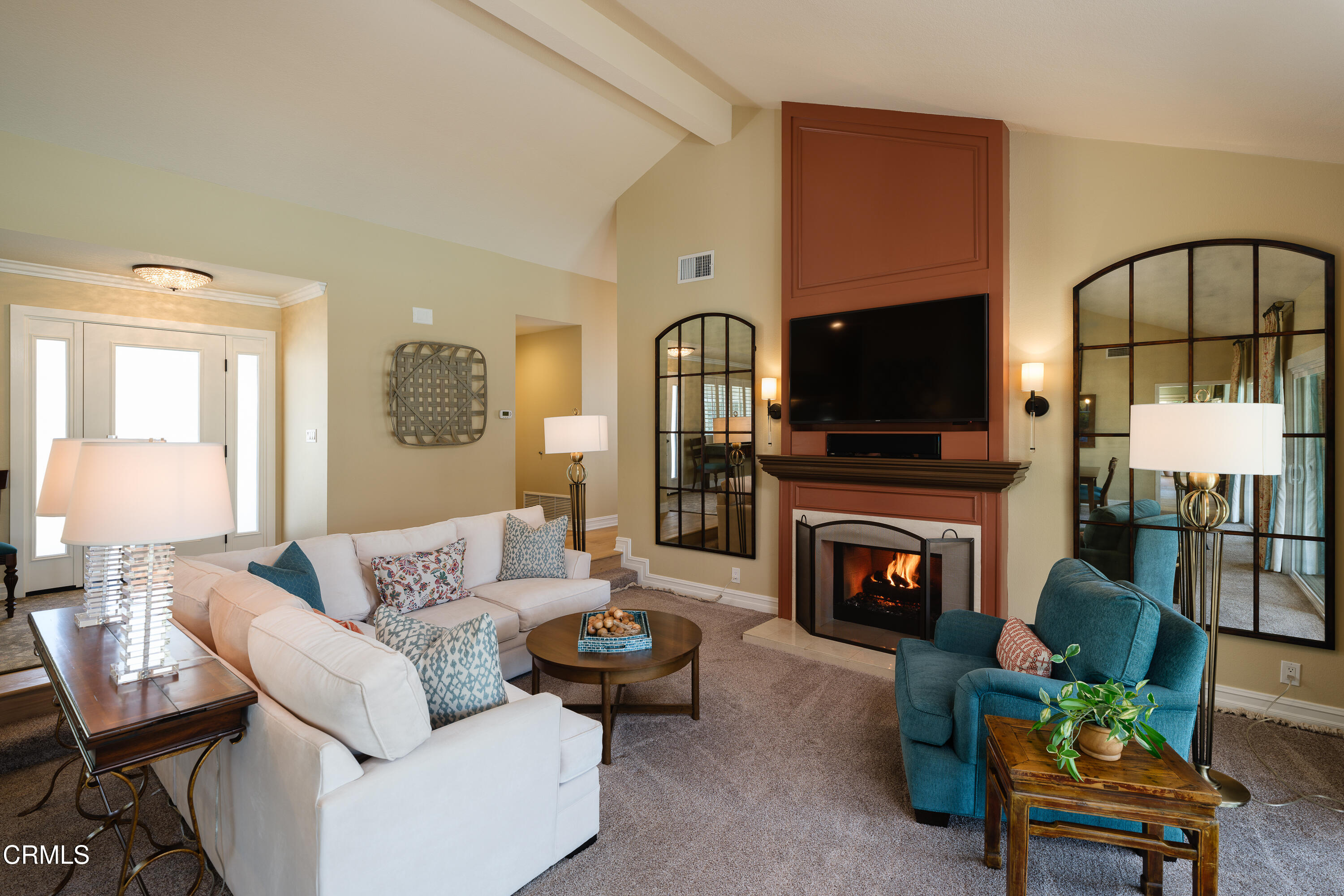 7271 Brydon Road La Verne, CA 91750 - Photo 8 of 63 a living room with furniture a flat screen tv and a fireplace