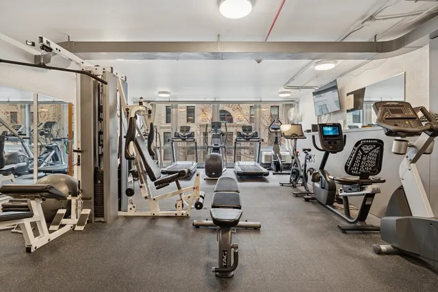 a view of a room with gym equipment
