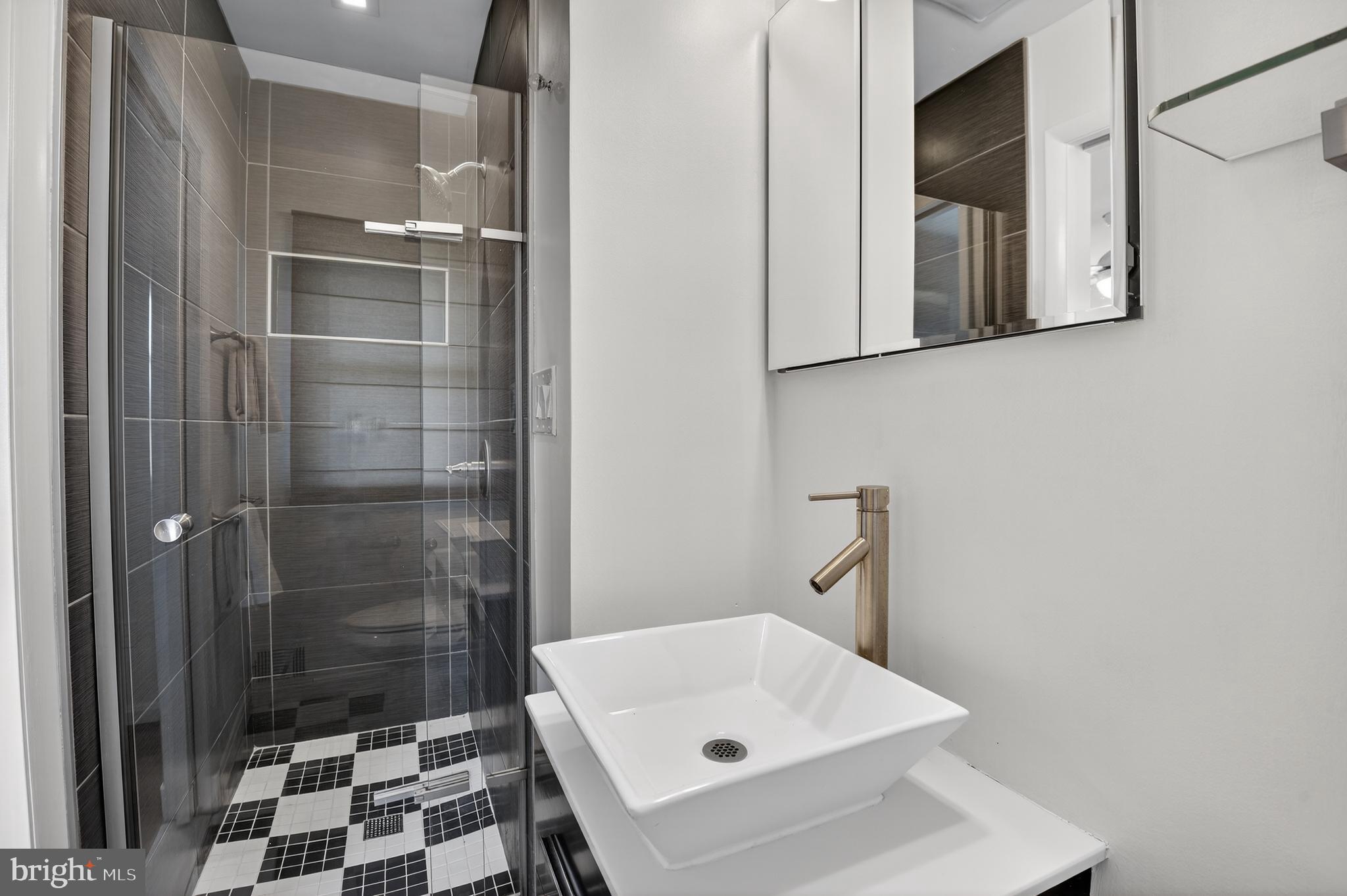 11004 Oakwood Street Silver Spring, MD 20901 - Photo 20 of 35 a bathroom with a sink a shower and a mirror