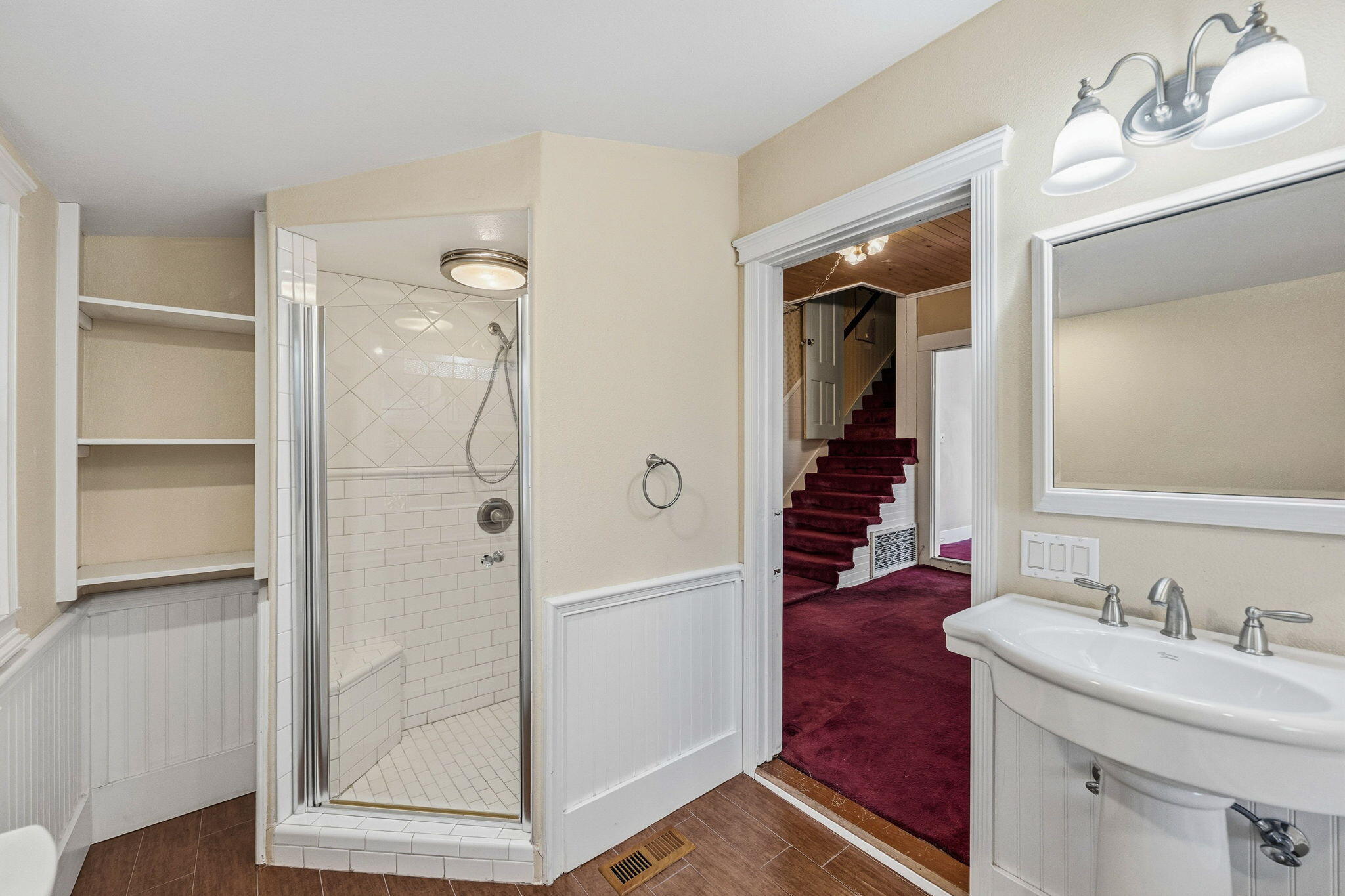 1225 Say Road Santa Paula, CA 93060 - Photo 23 of 45 a bathroom with a granite countertop sink shower and a mirror
