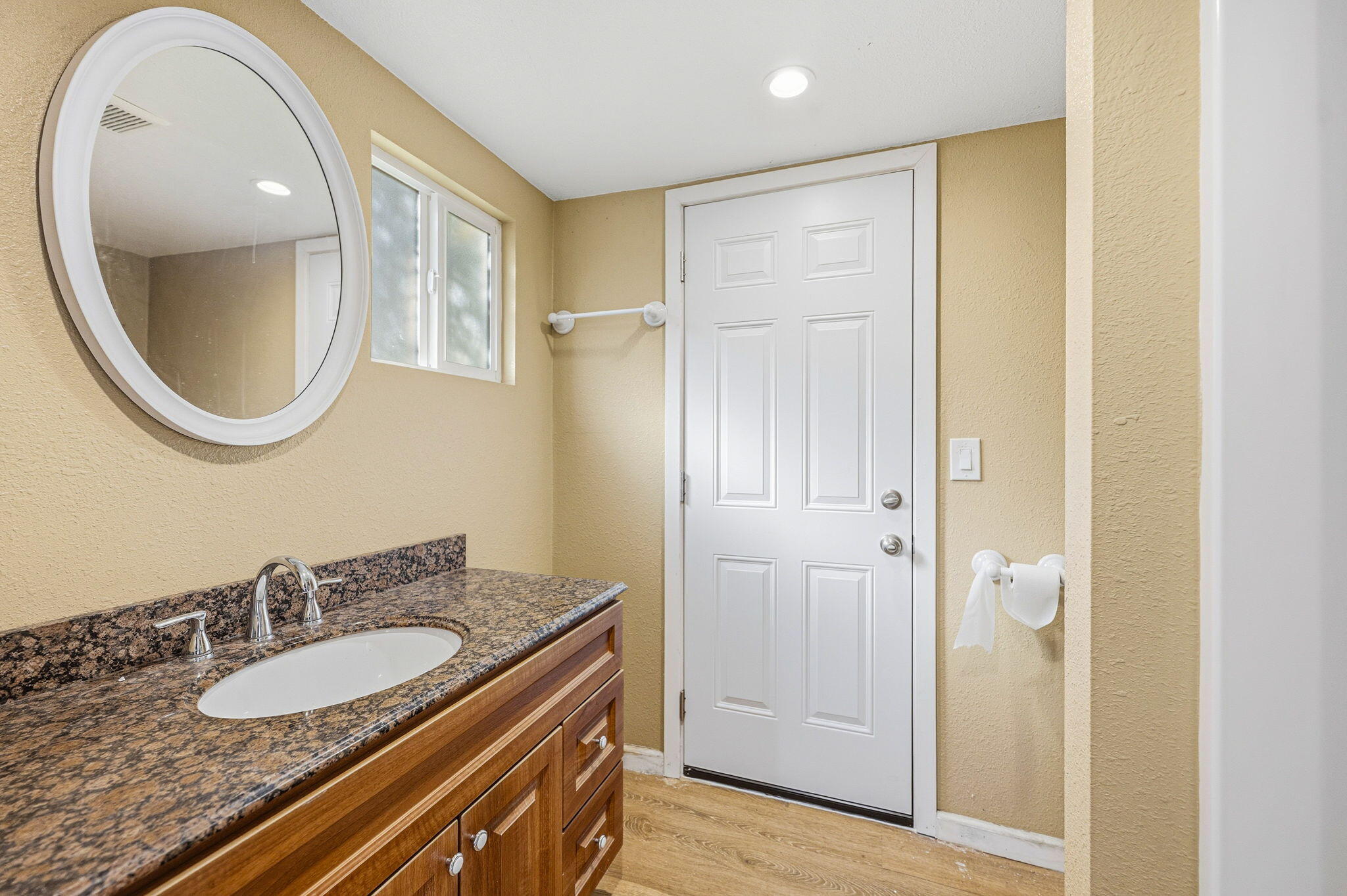 1225 Say Road Santa Paula, CA 93060 - Photo 34 of 45 a bathroom with a granite countertop double vanity sink and a mirror