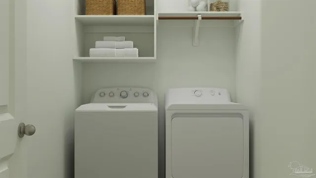 a utility room with dryer and washer