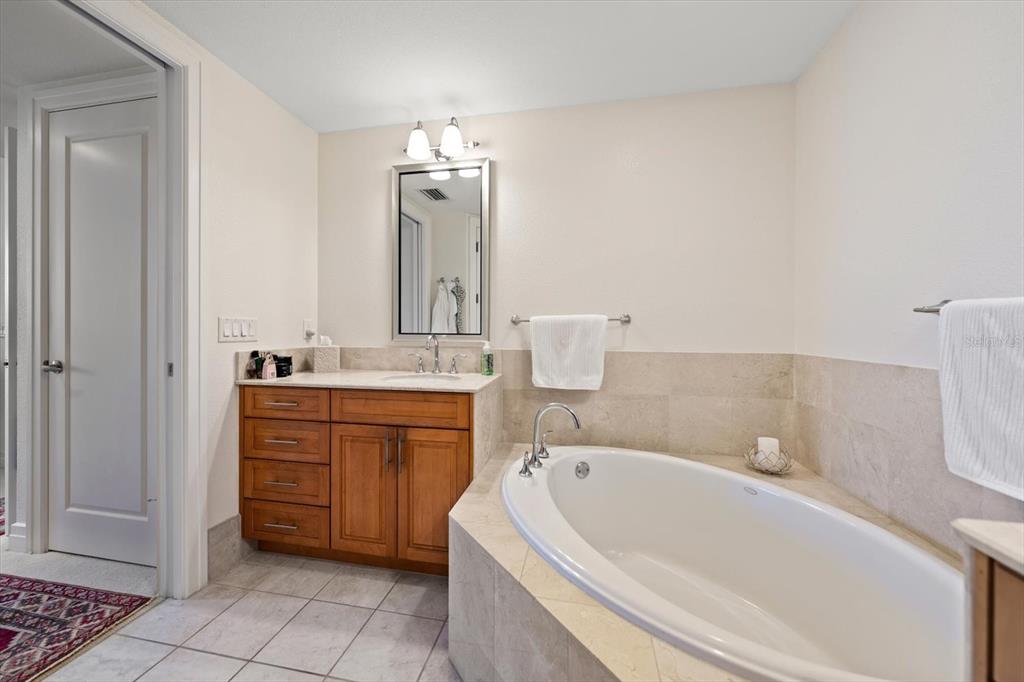 331 Cleveland Street, Unit 301 Clearwater, FL 33755 - Photo 20 of 39 a bathroom with a bathtub sink and cabinets