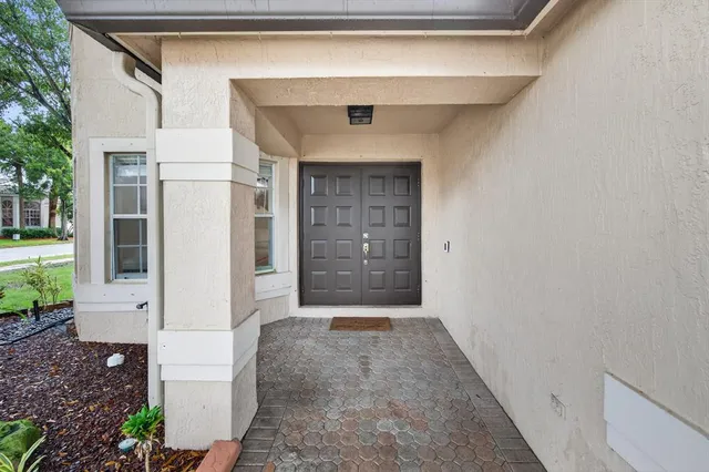 a front view of a house with a entrance