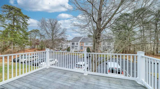 a view of a wooden roof deck