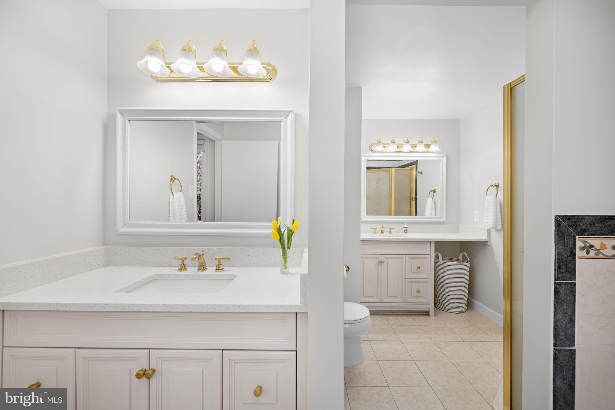 9451 Lapstrake Lane Burke, VA 22015 - Photo 31 of 59 a bathroom with a sink a vanity and a mirror
