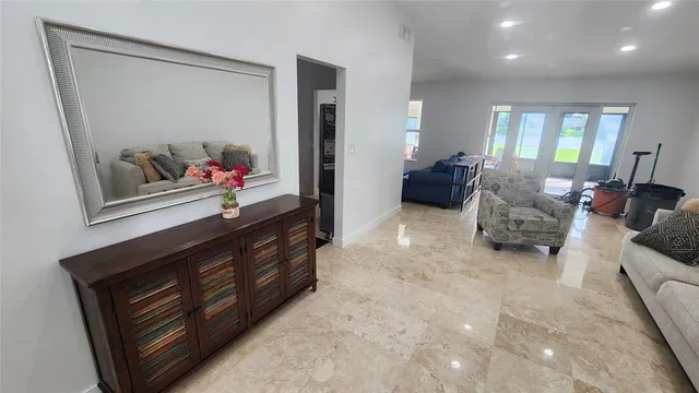 a living room with furniture