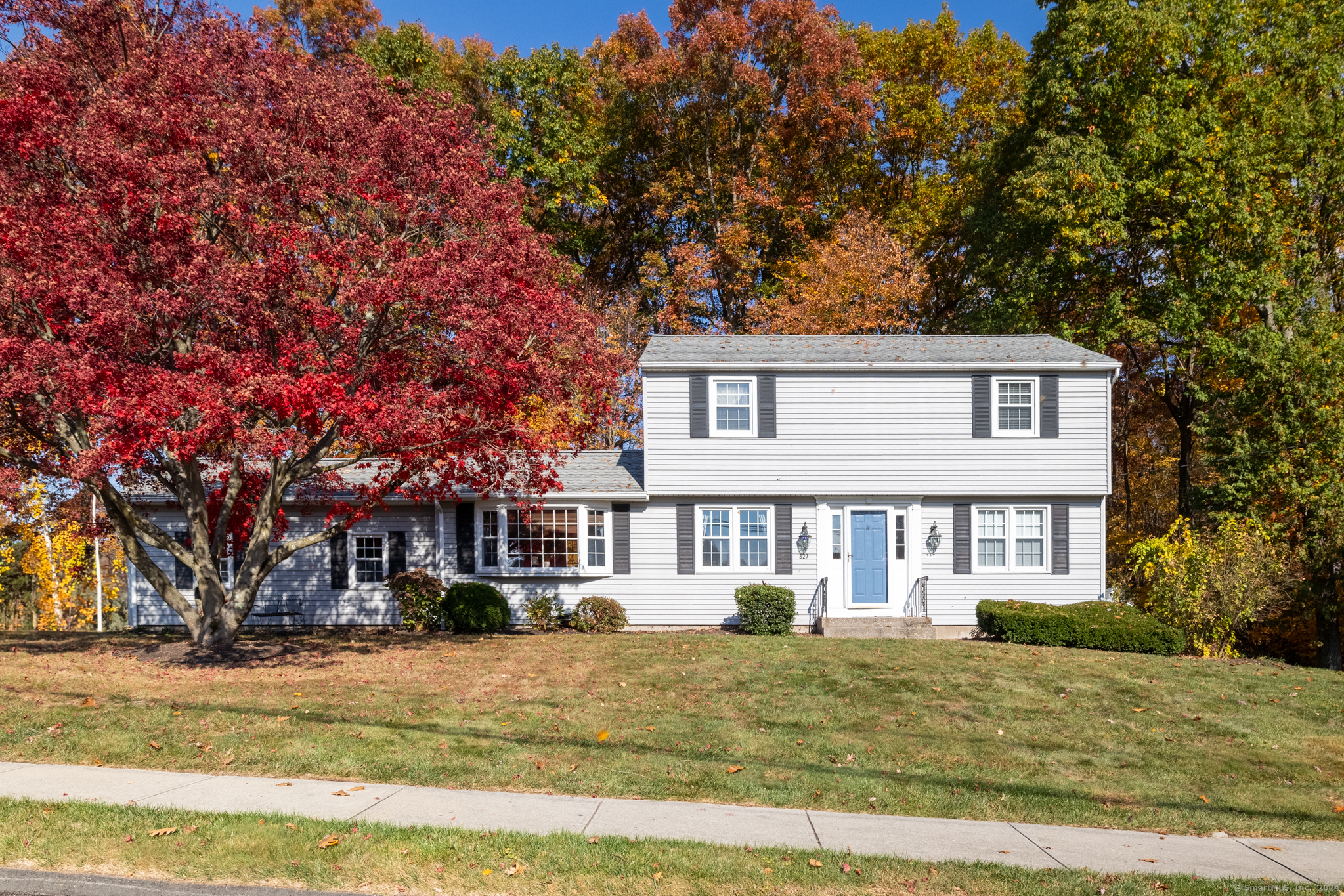 a front view of a house with a yard