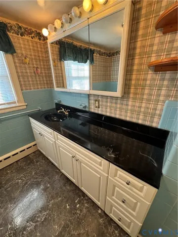 a view of a room with a chandelier