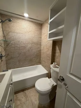 a bathroom with a toilet and a bathtub