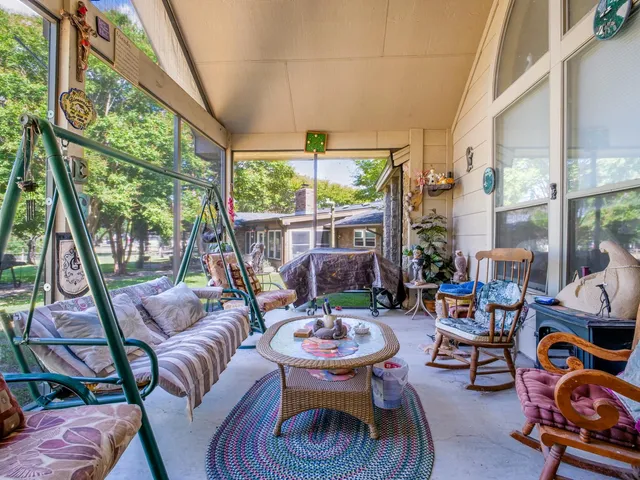 a view of an ocean with a outdoor space