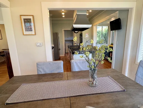 a view of balcony with wooden floor