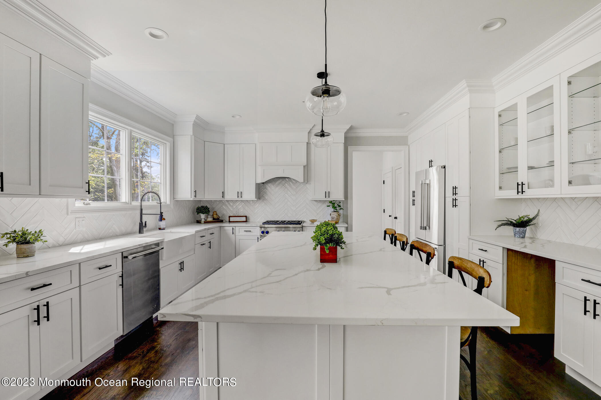 4 Southall Lane Red Bank, NJ 07701 - Photo 14 of 41 a view of a kitchen with kitchen island a sink appliances and a counter top space
