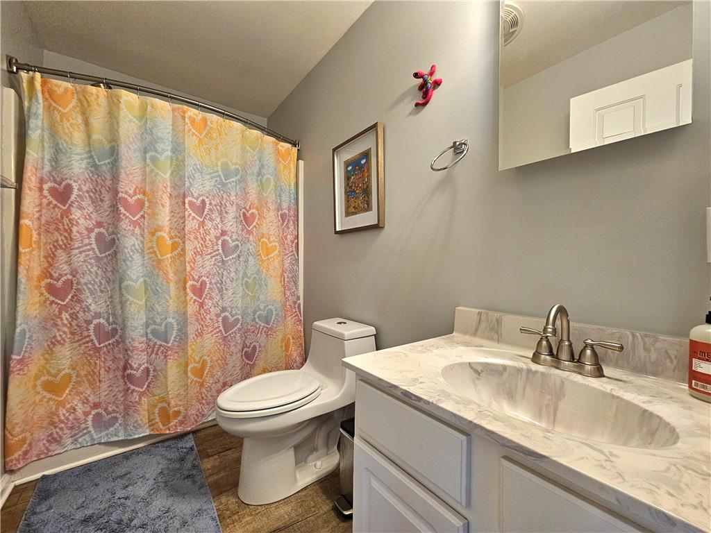 190 Canal Road Easton, PA 18042 - Photo 19 of 39 a bathroom with a granite countertop sink a toilet and a shower