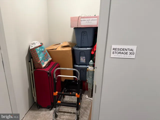 a room with furniture and storage